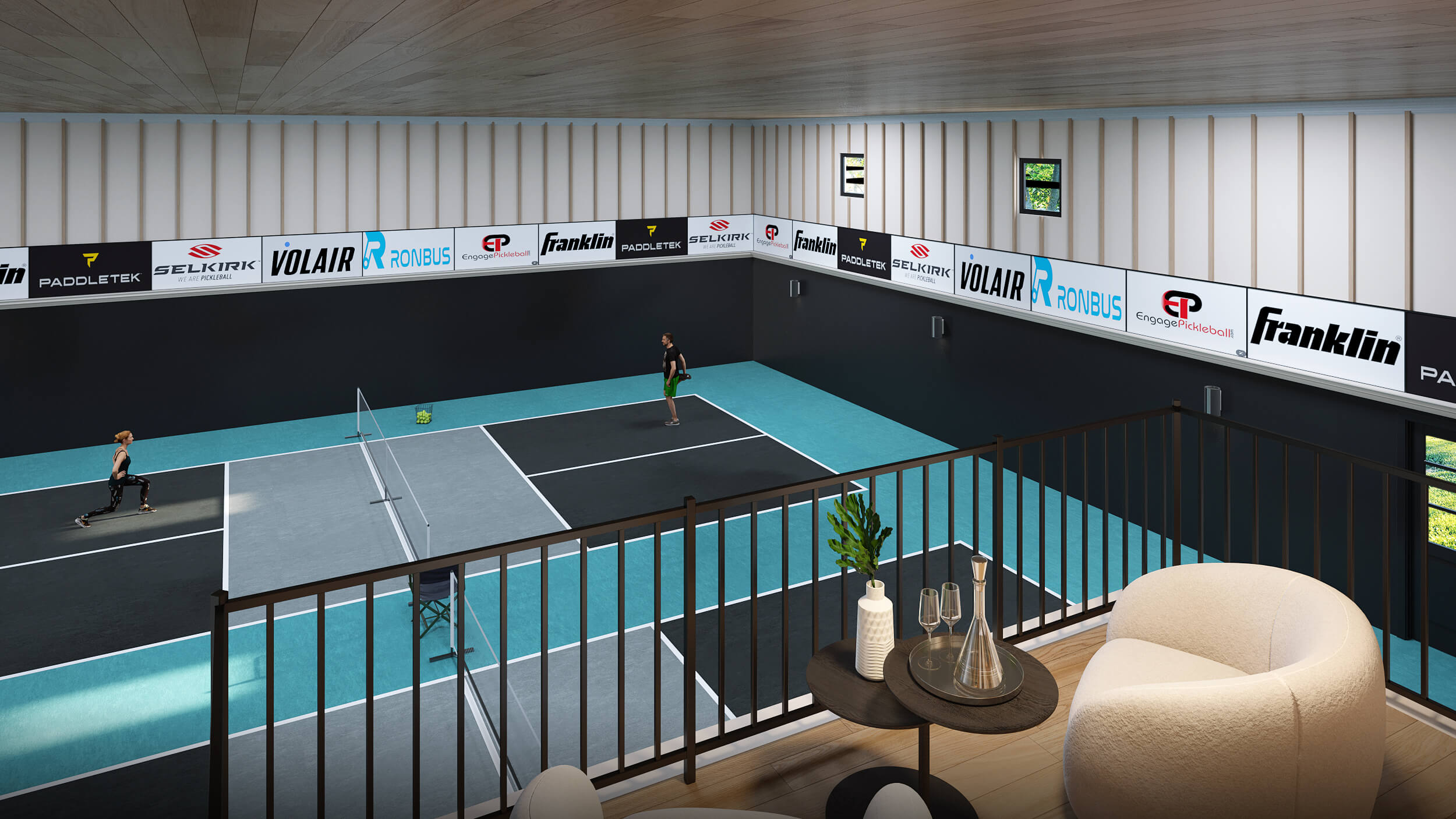 The Picklebarn ETX in Chandler TX indoor pickleball rental with comfortable seating